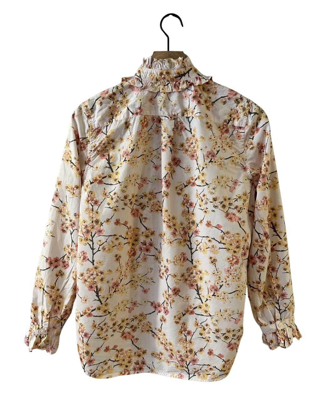 J. Crew Classic Fit Cherry Blossom Floral Ruffle Collar Button-Up Blouse - Picture 3 of 9